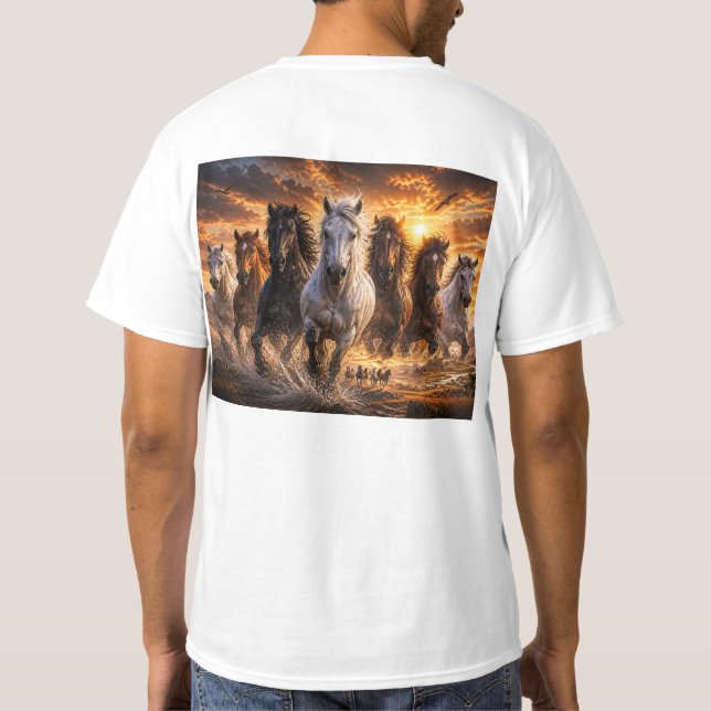 Camiseta Estampida de Espíritu Salvaje – Arte de Caballos M (Reverso)