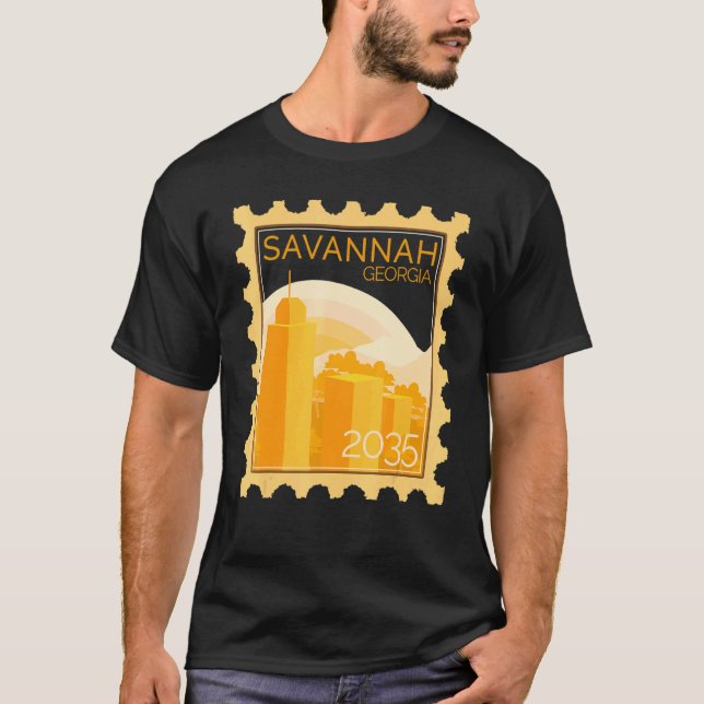 Camiseta Estampilla De Poescenario con puesta de sol en Sav (Anverso)