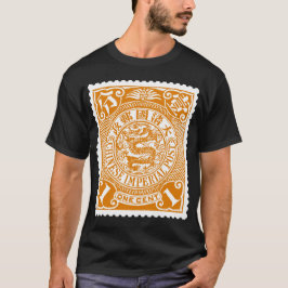 Camiseta Estampilla de rehenes china antigua en oro