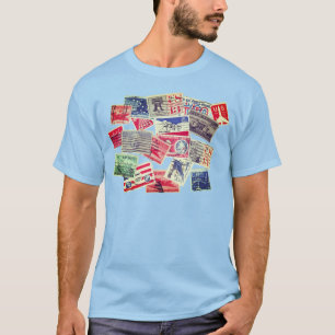 Camiseta Estampillas de correo de correo de aire antiguo Un