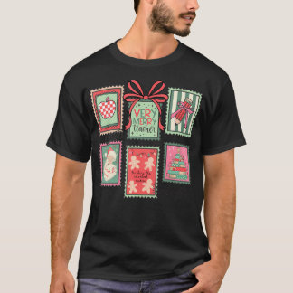 Camiseta Estampillas de Santa Claus vintage preppy muy aleg
