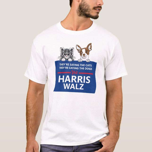 Camiseta Están comiendo a los mascotas - Vote Harris Walz (Anverso)
