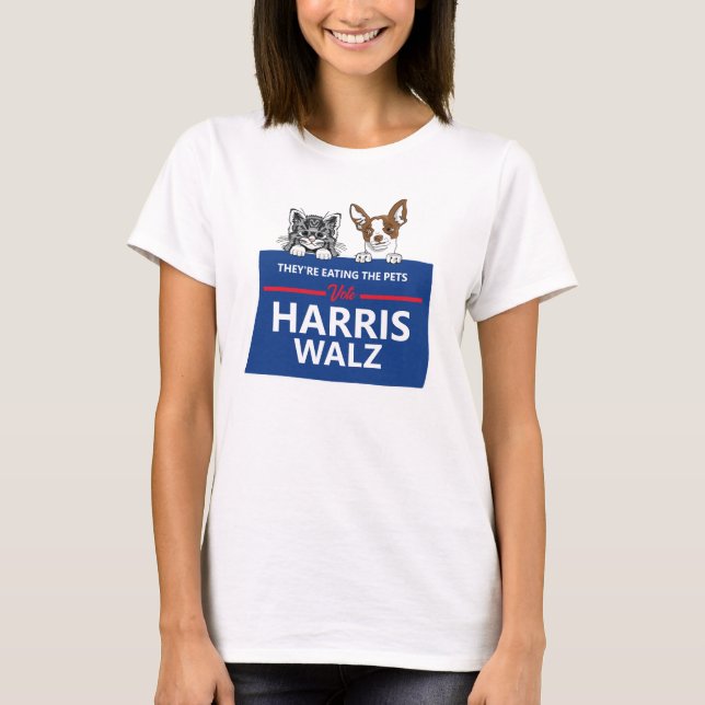 Camiseta Están comiendo a los mascotas - Vote Harris Walz (Anverso)
