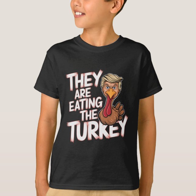 Camiseta Están Comiendo Acción de Gracias a Turquía Donald  (Anverso)