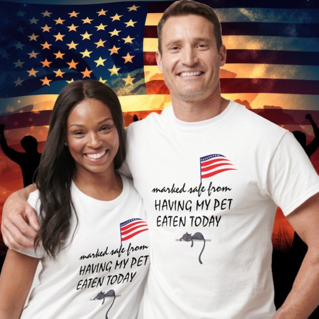 Camiseta Están comiendo el debate de los Mascotas Trump Har (They're Eating the Pets Funny Trump Quote Debate Marked Safe from HAVING MY PET GET EATEN Go Harris)