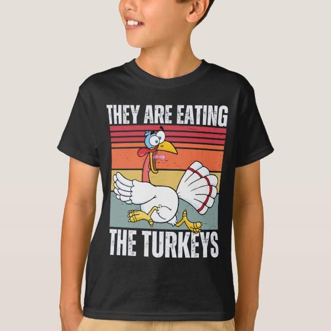 Camiseta Están comiendo el divertido día de gracias de los  (Anverso)