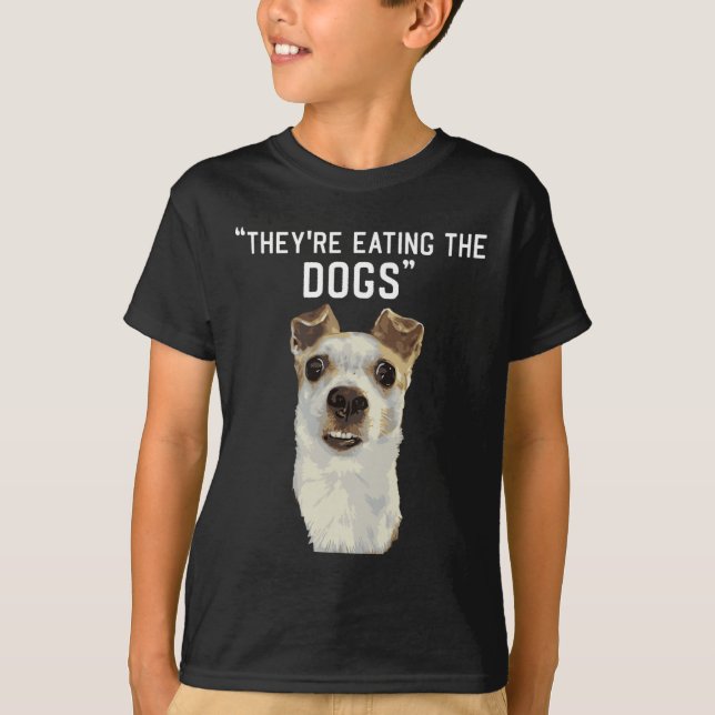 Camiseta Están comiendo los perros los gatos los Mascotas T (Anverso)