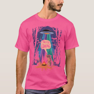 Camiseta Están Llegando Funny Capybara Ovni Alien Camping S