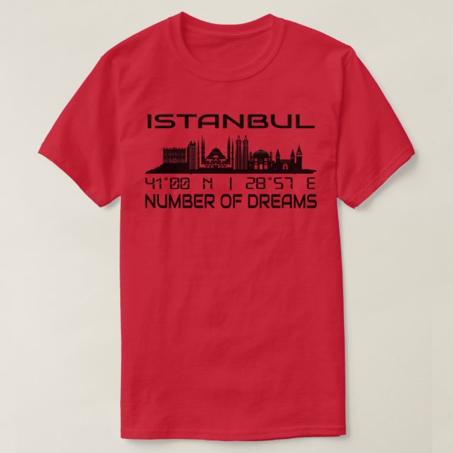 Camiseta Estanbul Skyline GPS coordina silueta (Diseño del anverso)