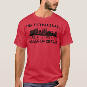 Camiseta Estanbul Skyline GPS coordina silueta
