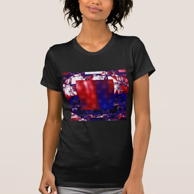 Camiseta Estancamiento | Arte fractal rojo y azul (Anverso)