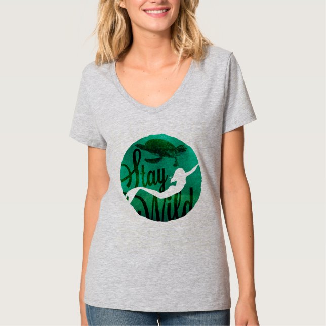 Camiseta "Estancia salvaje" con la sirena y la tortuga de (Anverso)