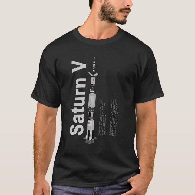 Camiseta estándar negra de SaturnV (Anverso)