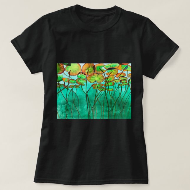Camiseta estanque verde sereno con lilíparas (Diseño del anverso)