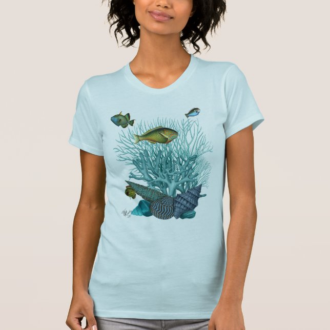 Camiseta Estanques azules y corales de peces (Anverso)