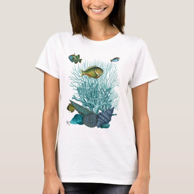 Camiseta Estanques azules y corales de peces (Anverso)