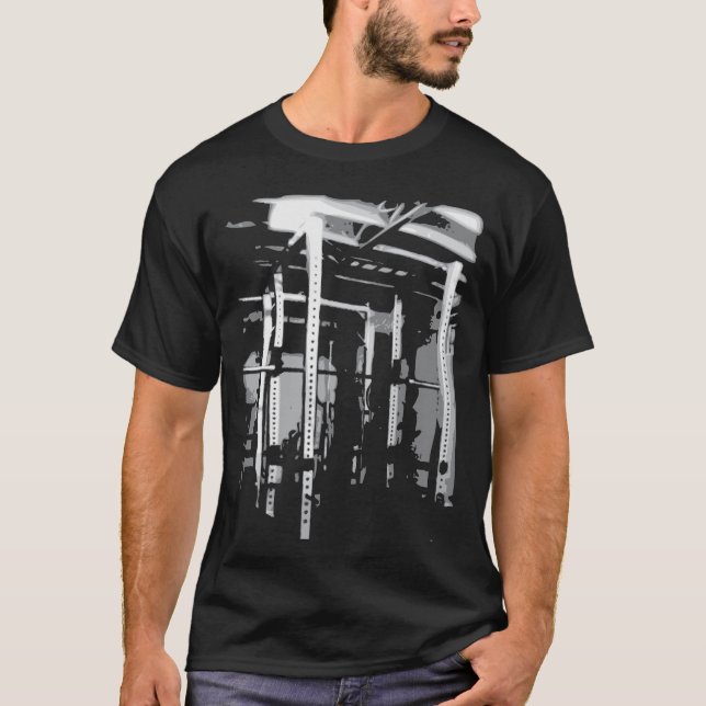Camiseta Estante de la posición en cuclillas del cuadro del (Anverso)