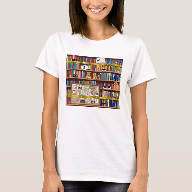 Camiseta Estante de libros Cosy Mysteris (Anverso)