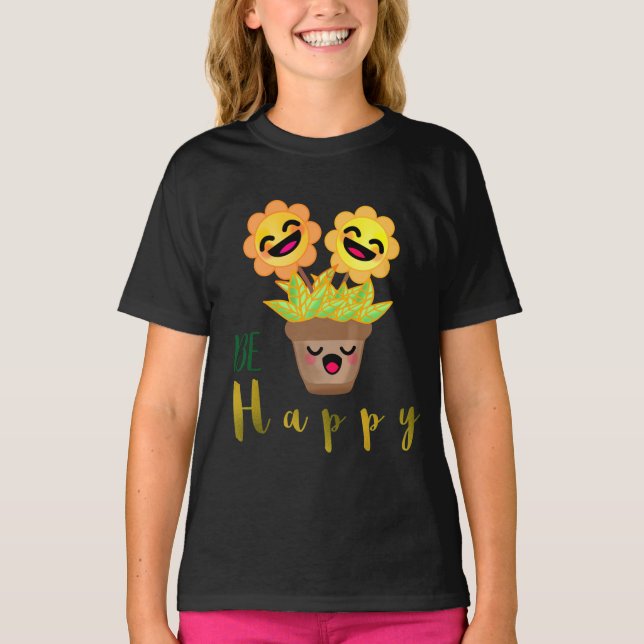 Camiseta Estar contentos con la sonrisa del girasol (Anverso)