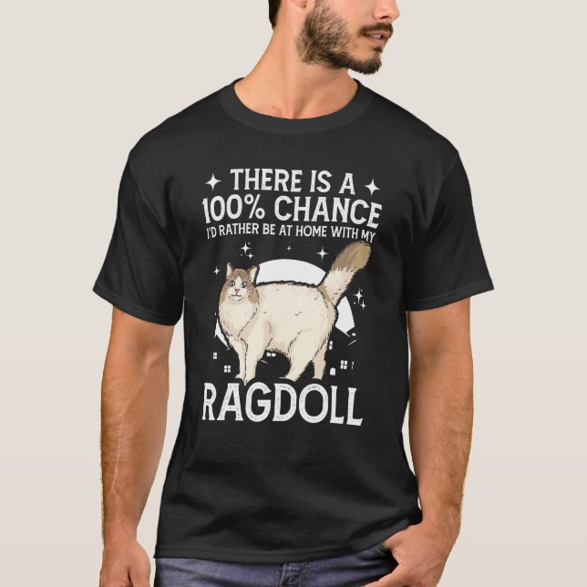 Camiseta Estar en casa con mi gato Ragdoll (Anverso)