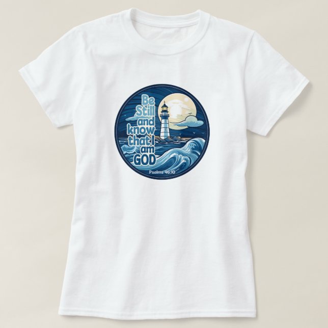 Camiseta Estar quieto y saber que soy Dios Verso de la Bibl (Diseño del anverso)