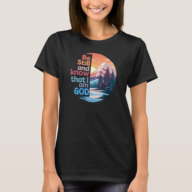 Camiseta Estar quieto y saber que soy Dios Verso de la Bibl (Anverso)