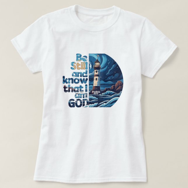 Camiseta Estar quieto y saber que soy Dios Verso de la Bibl (Diseño del anverso)
