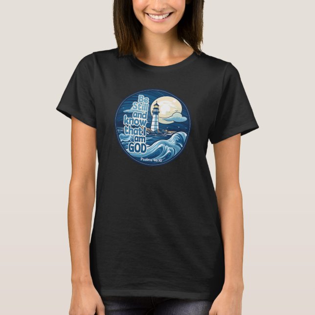 Camiseta Estar quieto y saber que soy Dios Verso de la Bibl (Anverso)
