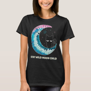 Camiseta Estar salvaje Moon Child Tie Dye Moon Fase Cat Hip