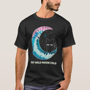 Camiseta Estar salvaje Moon Child Tie Dye Moon Fase Cat Hip