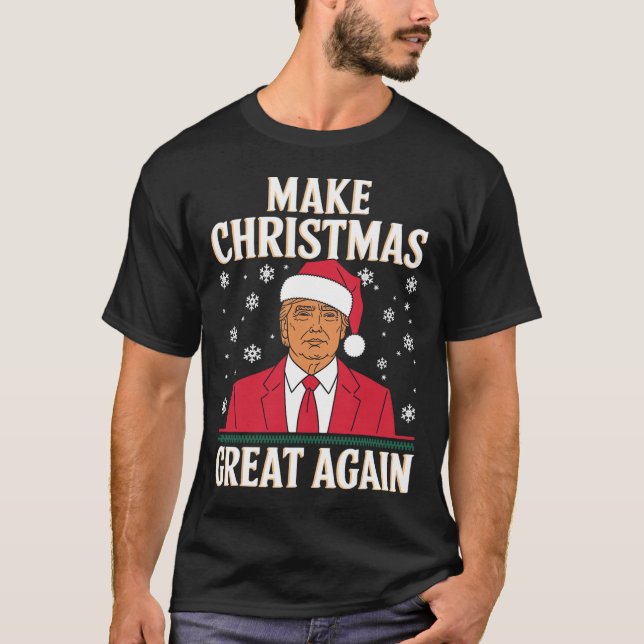 Camiseta Estaré en casa para los Navidades de Santa Trump (Anverso)