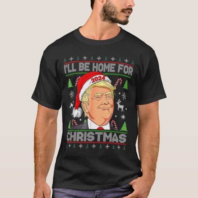 Camiseta Estaré en casa para los Navidades de Santa Trump N (Anverso)