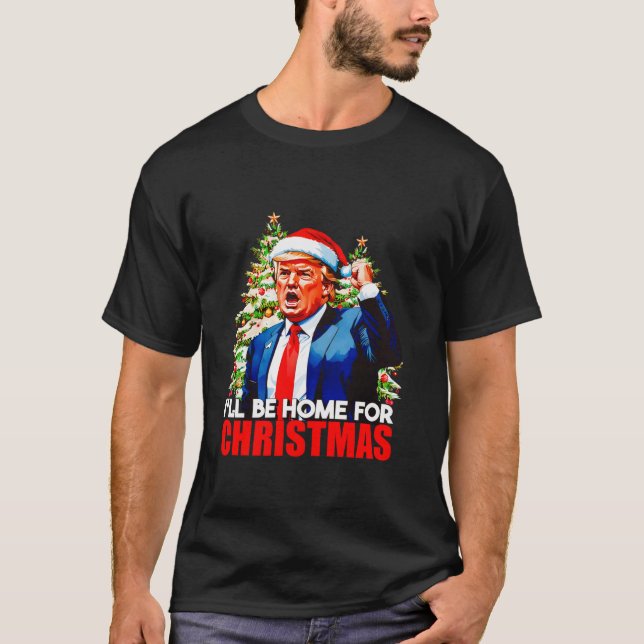 Camiseta Estaré en casa para los Navidades Funny Trump Sant (Anverso)