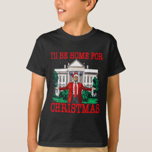 Camiseta Estaré en casa para los Navidades Santa Funny Trum