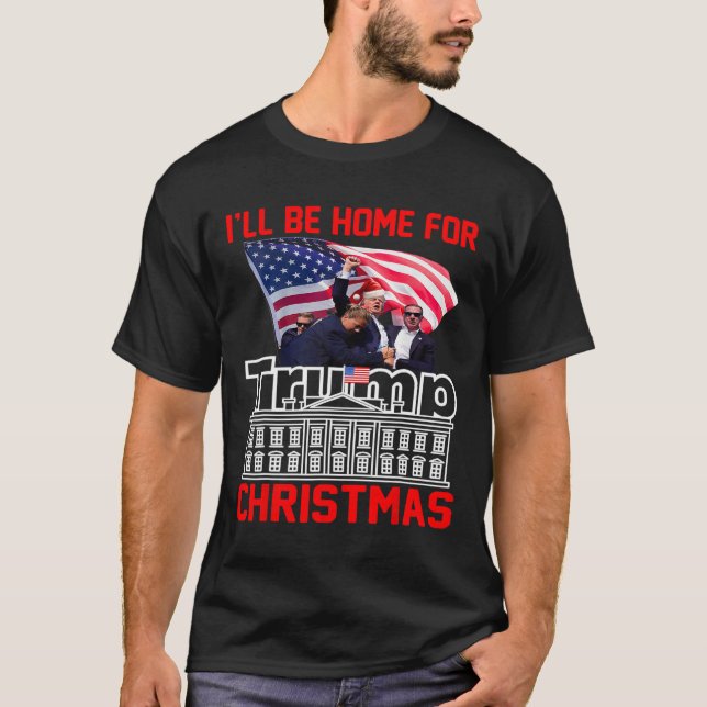 Camiseta Estaré en casa para los Navidades Santa Funny Trum (Anverso)