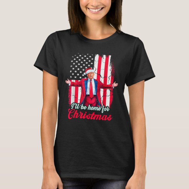 Camiseta Estaré en casa para los Navidades Trump Divertidas (Anverso)