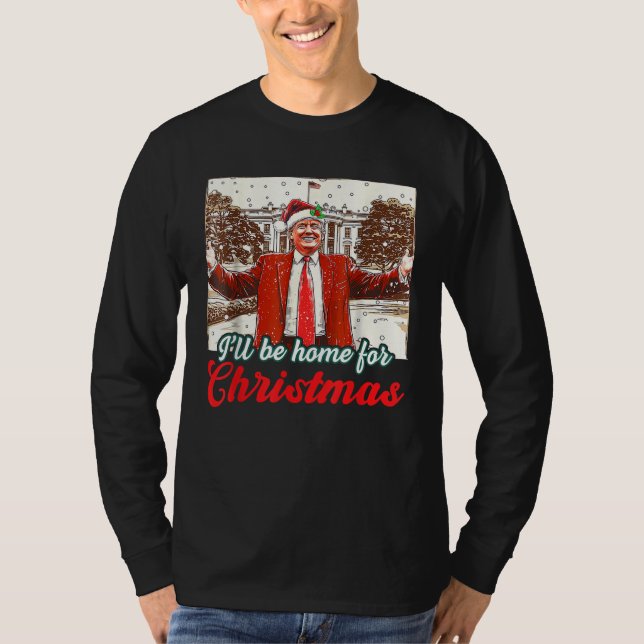 Camiseta Estaré en casa para los Navidades Trump Divertidas (Anverso)