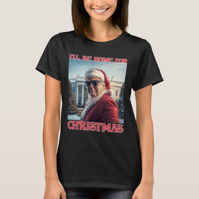 Camiseta Estaré en casa para los Navidades Trump Santa Self (Anverso)