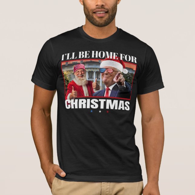 Camiseta Estaré en casa para los Navidades Trump y Santa Fu (Anverso)