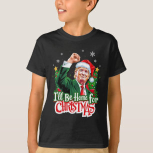 Camiseta Estaré en casa para Navidad Divertido Trump Santa 