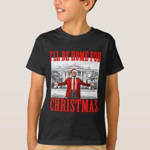 Camiseta Estaré en casa para Navidad Santa Divertido Trump 