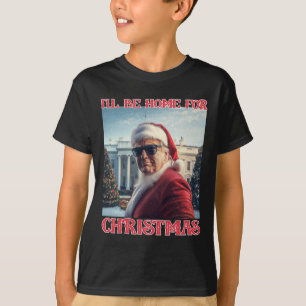 Camiseta Estaré en casa para Navidad Trump Santa Selfie Whi