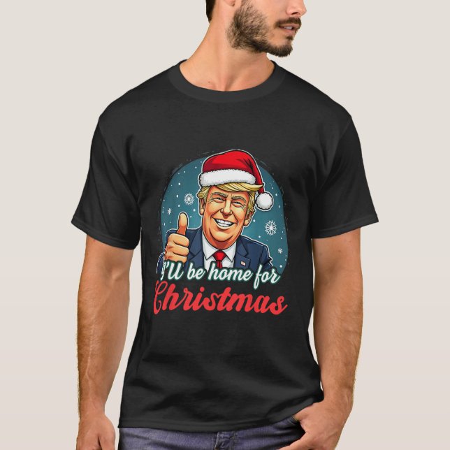 Camiseta Estaré en casa para Navidades Divertido Santa Clau (Anverso)