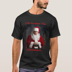Camiseta Estaré en casa para Navidades Divertido Santa Clau