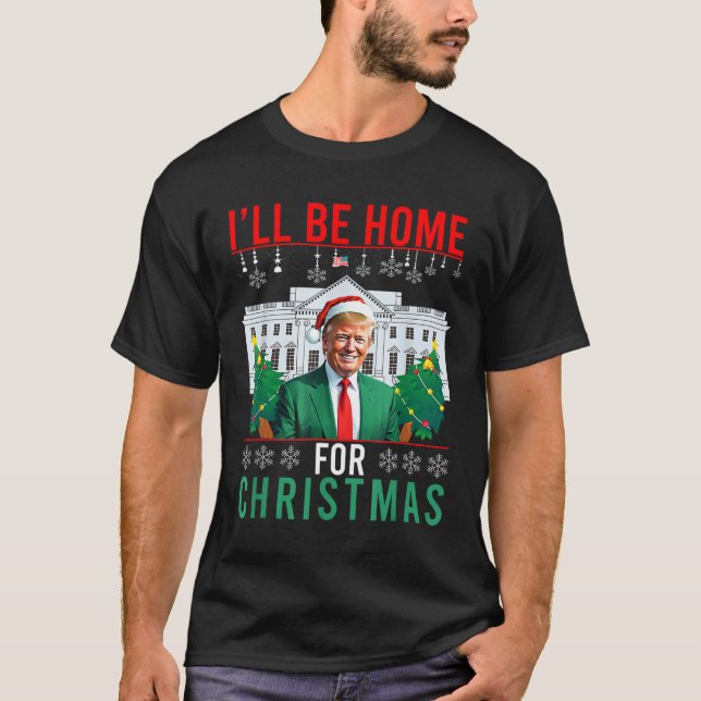 Camiseta Estaré en casa para Navidades Divertidos Trump Feo (Anverso)