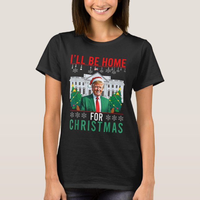 Camiseta Estaré en casa para Navidades Divertidos Trump Feo (Anverso)