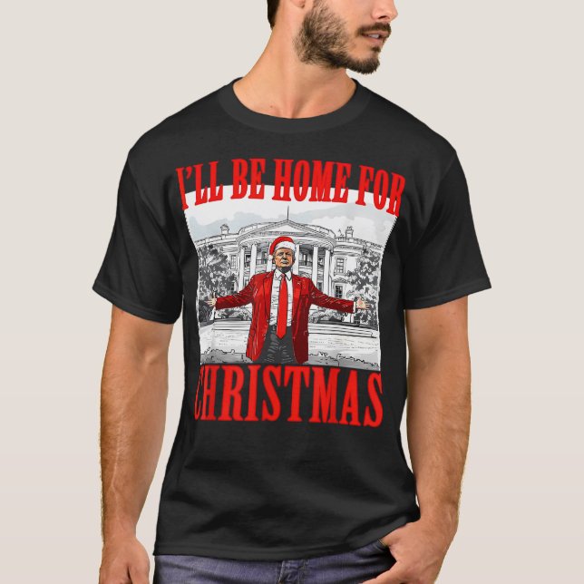 Camiseta Estaré En Casa Para Navidades Santa Funny Trump (Anverso)