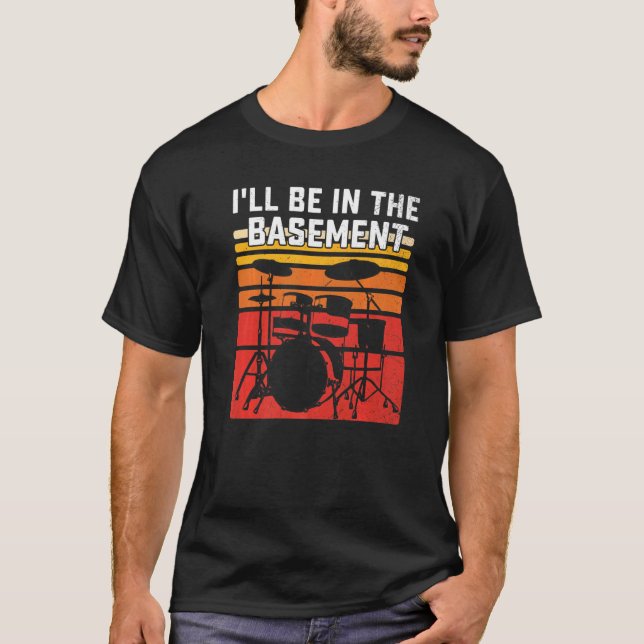 Camiseta Estaré en el sótano Percusión del tambor retro M (Anverso)