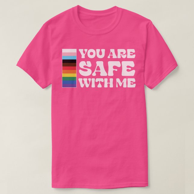 Camiseta Estás a salvo conmigo, Lgbtq (Diseño del anverso)