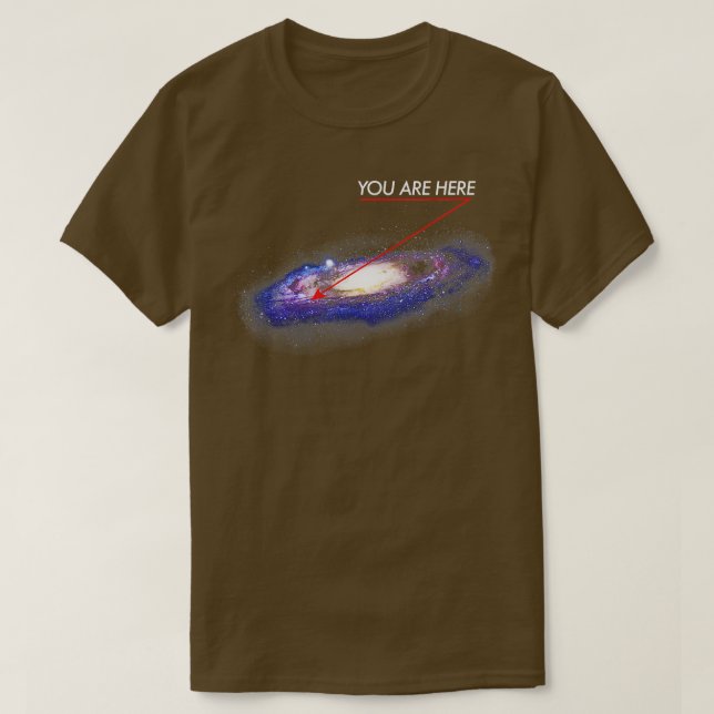 Camiseta ESTÁS AQUÍ LIGERO galaxia divertida en el exterior (Diseño del anverso)
